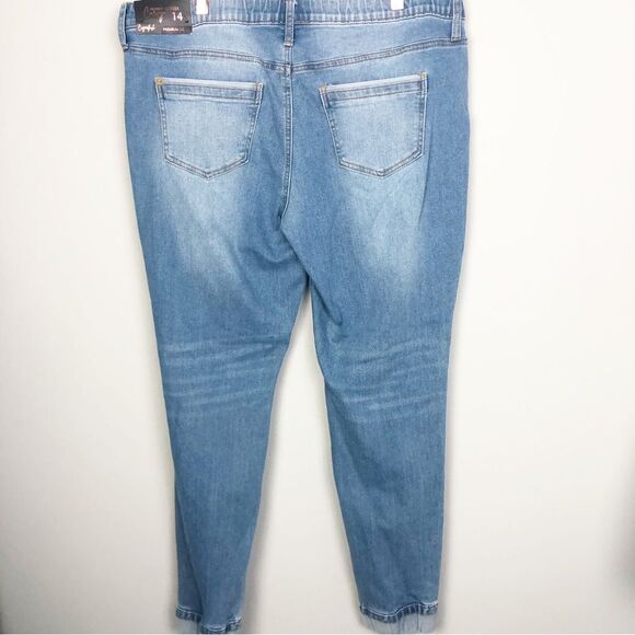 COPPERFLASH | NEW Pull-On Jogger Style Distressed Denim Jeans Women’s Size 14 - Picture 8 of 10